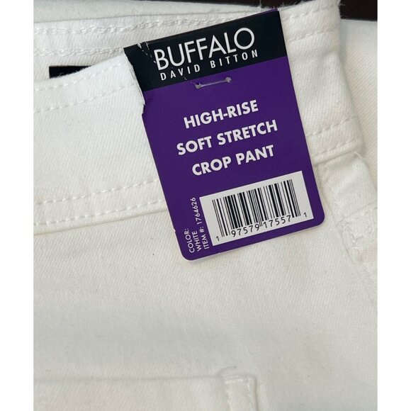 NWT Buffalo Womens 14 David Bitton Brigette High Rise Wide Leg Crop Pants White - Picture 5 of 11